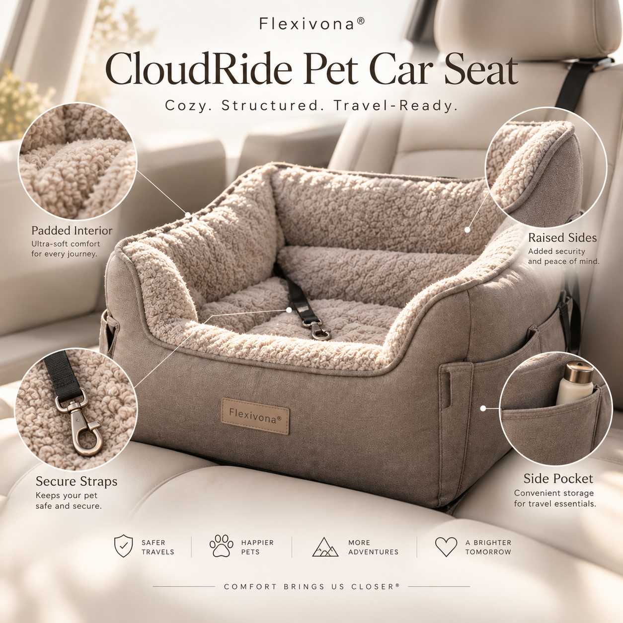 Flexivona® CloudRide Pet Car Seat 🐶🚗