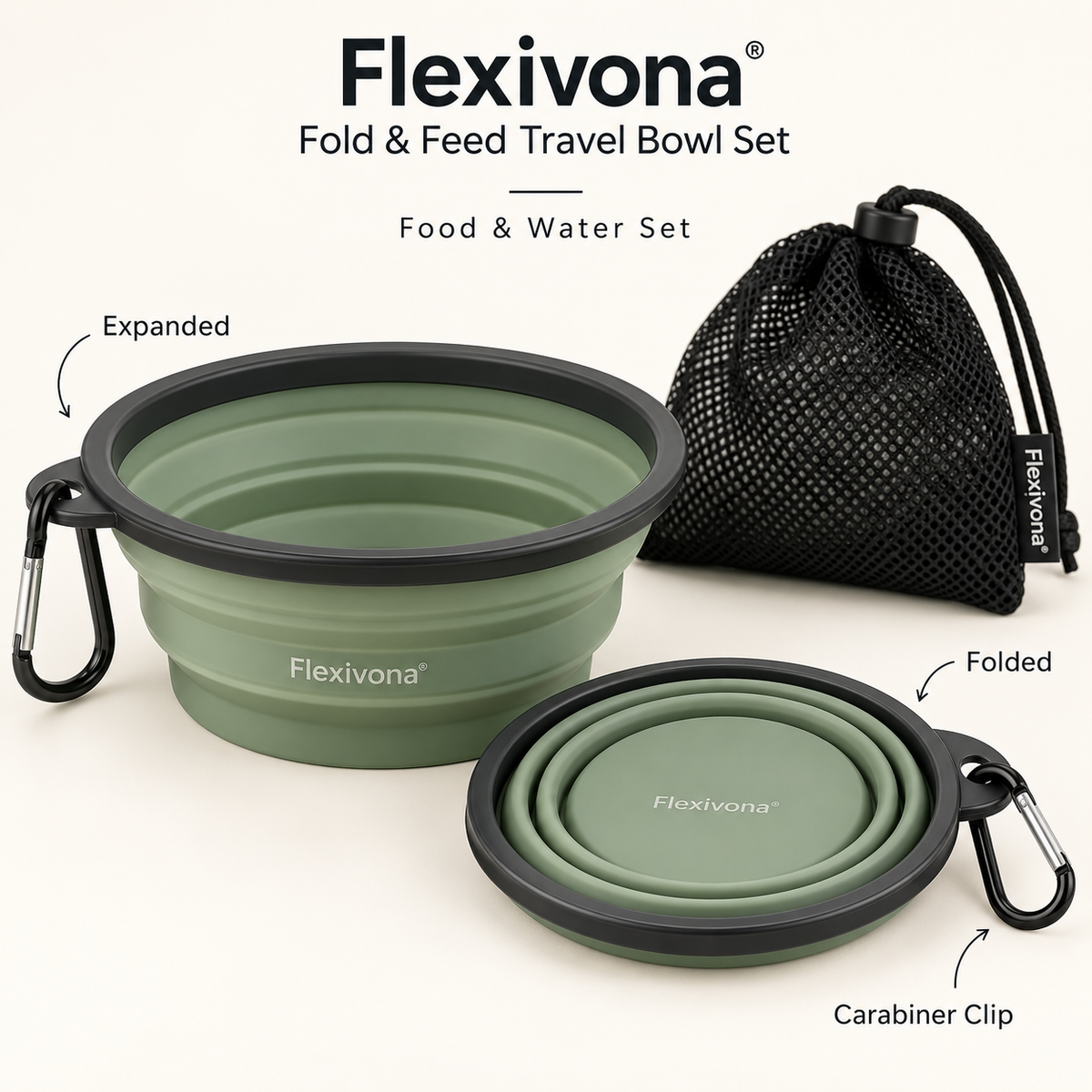 Flexivona® Fold & Feed Travel Bowl Set 🥣💧