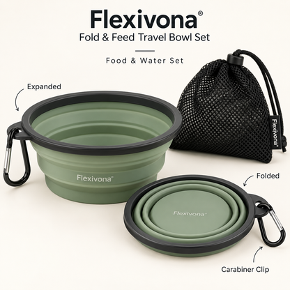 Flexivona® Fold & Feed Travel Bowl Set 🥣💧