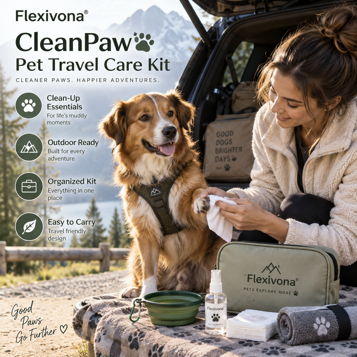 Flexivona® CleanPaw Pet Travel Care Kit 🧼🐾